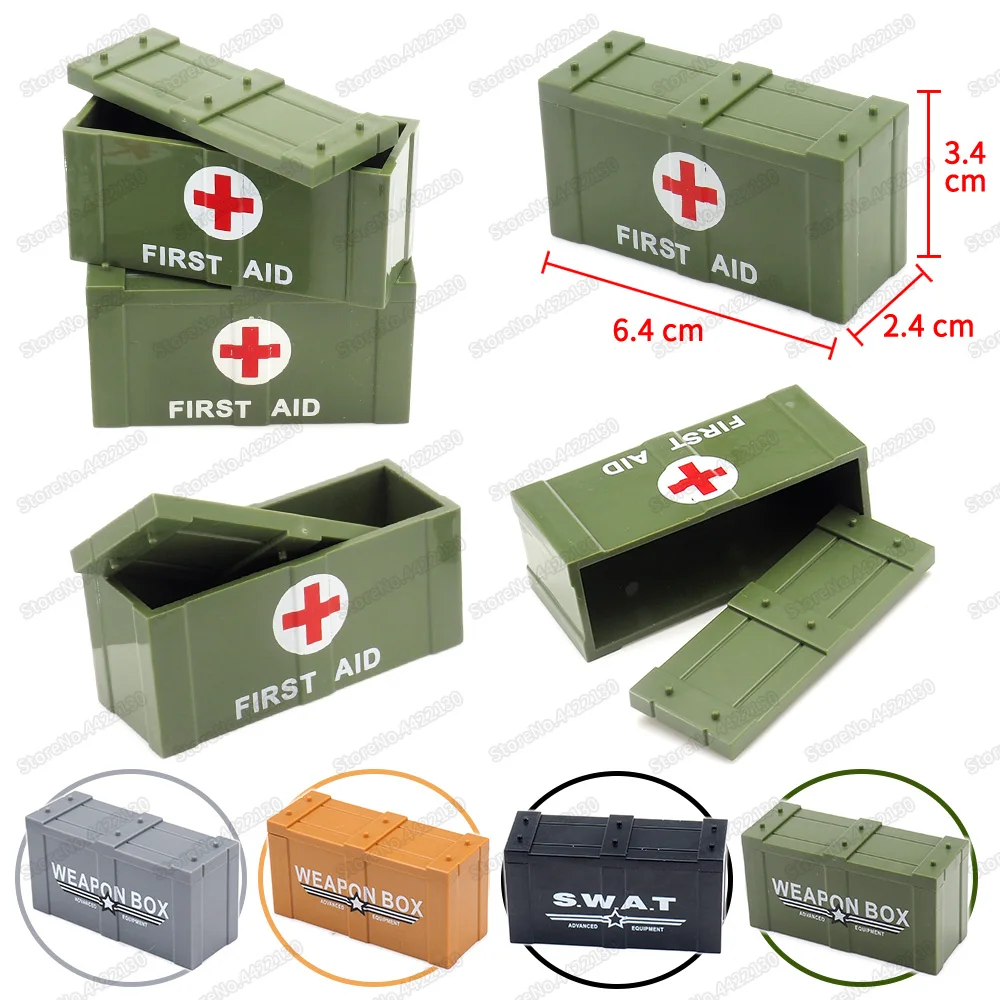 

Treatment Box Military Building Block Assembly Moc WW2 Figures Soldier Battlefield Medical Boxes Model Child Christmas Gift Toys