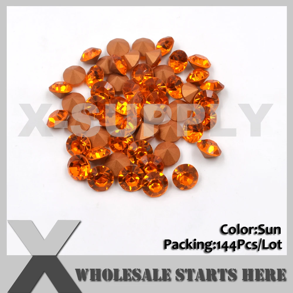 SS38(8mm) Sun Loose Rhinestone,Pointed Sharp Back,Used for Single Metal Setting,Cup Chain Decorations,144pcs/lot