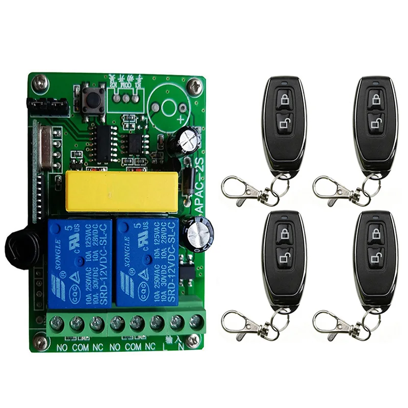 AC 220V 2 CH Channels 2CH RF Wireless Remote Control Switch Remote Control System receiver transmitter 2CH Relay 315/433 MHz