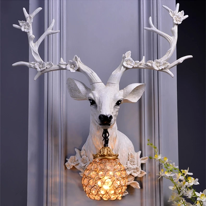 2021 New Nordic Resin  Deer Wall Lamp Decor Vanity Light LED Lights Decoration For Wall Bedroom  Attic Aisle Mirror Wall