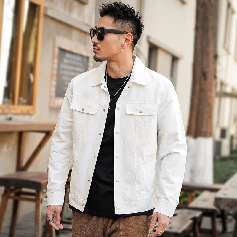 

2021 Spring Stylish Classic White Jackets For Mens Style Streetwear Black Bomber Cotton Khaki Clothes For Mens Fashionable Coats