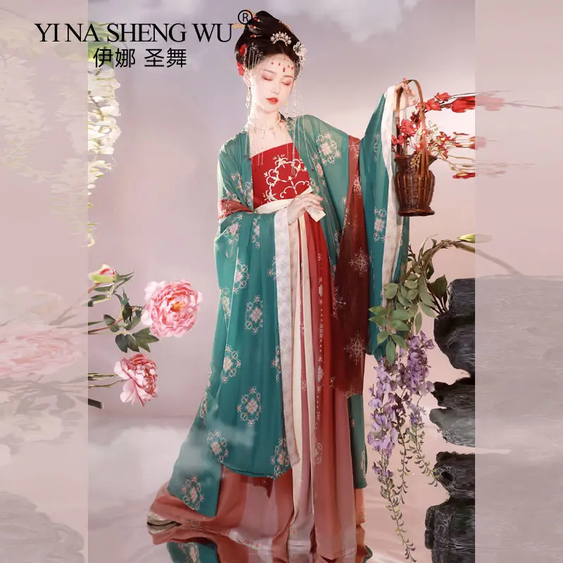 

Hanfu Women Chinese Traditional Embroidered Princess Dancing Dress Oriental Style Tang Dynasty Ancient Fairy Folk Dance Costume