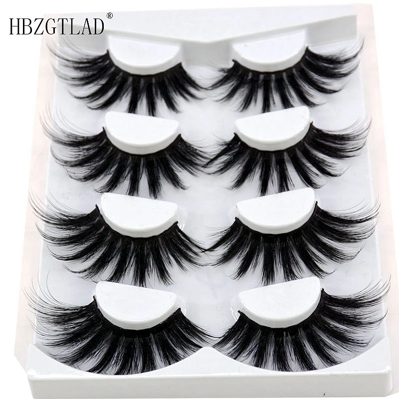 2020 New  Volume lashes Natural mink eyelashes 25mm lashes 4 pair 3D eyelashes 100％ handmade eyelashes extension false eyelashes