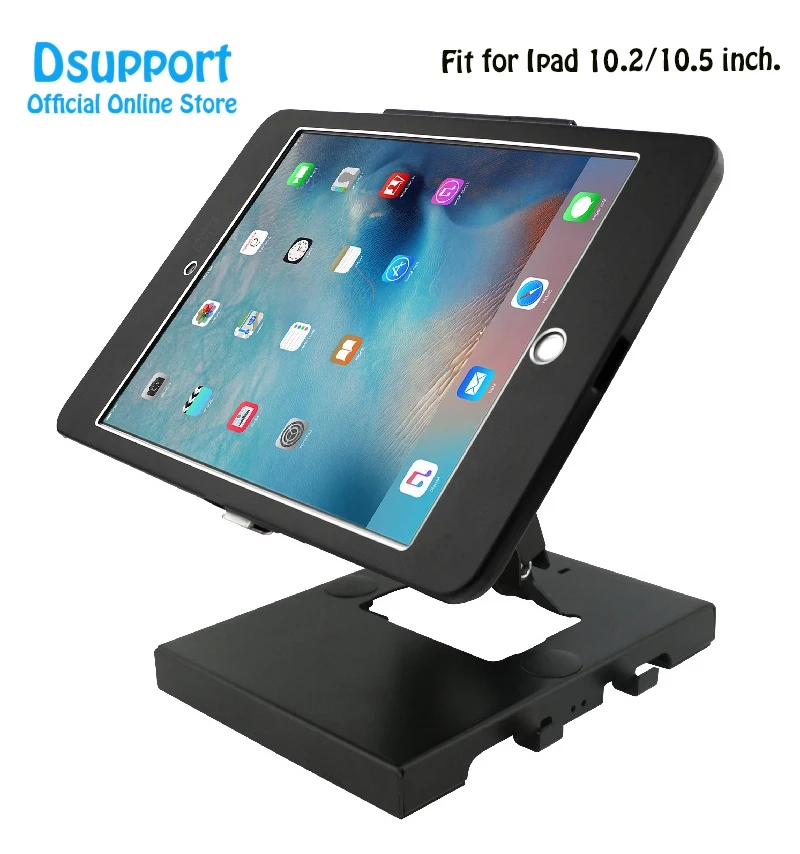 For iPad 10.2 and 10.5 iPad air Pro security POS stand mounting on desktop or wall locking holder metal support