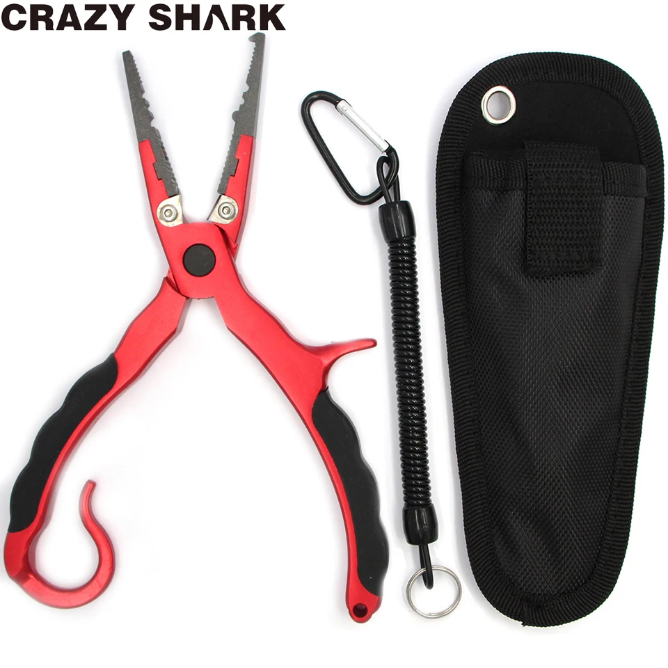 

Crazy Shark Aluminum Fishing Pliers Split Ring Cutter Carp Crimping Lead Fish Holder Tackle Hook Remover Goods For Fishing 17CM