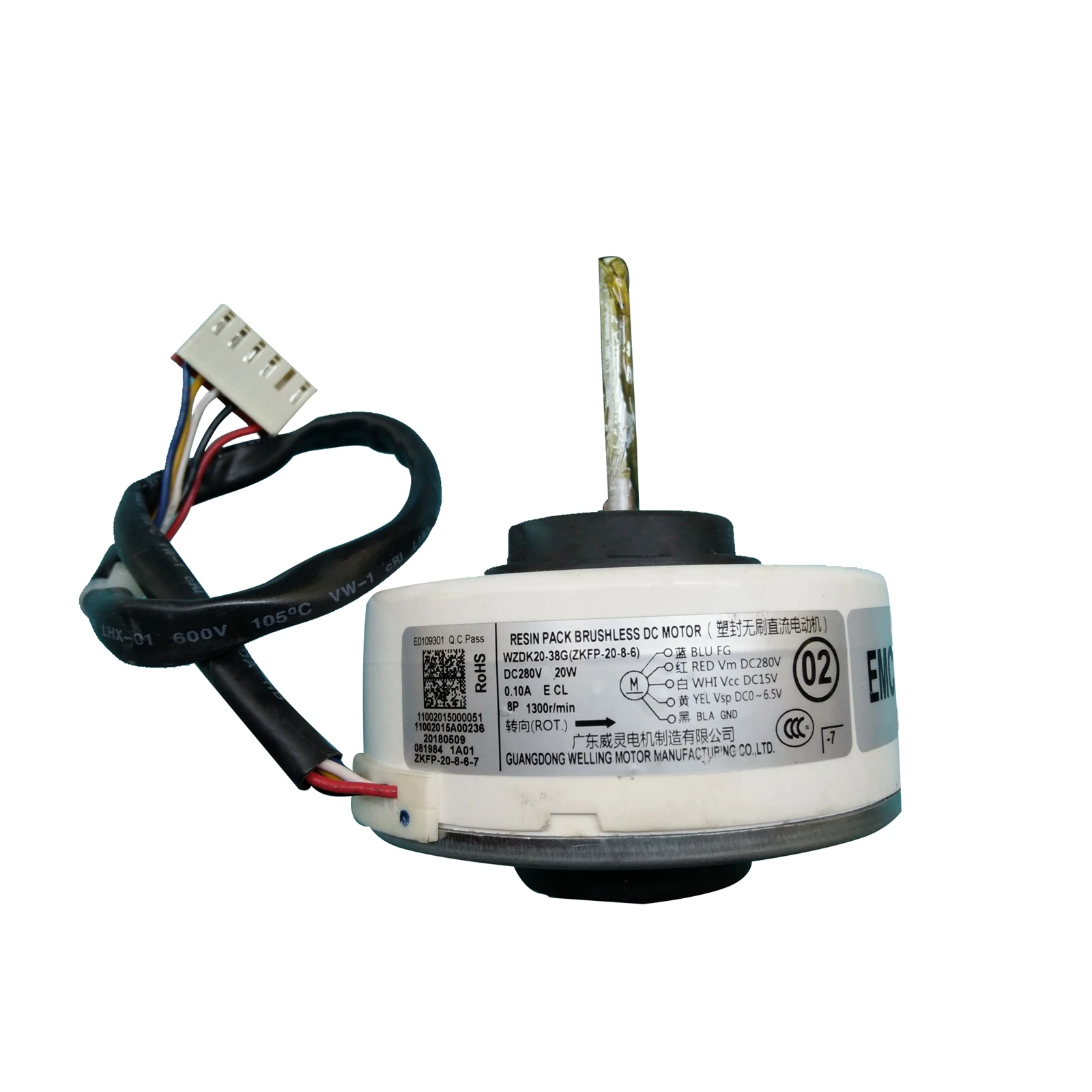 For Media Air Conditioning DC Fan Motor 20W WZDK20-38G(ZKFP-20-8-6) Brushless Motor Air conditioner Repair Parts