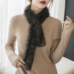 Small Knitted Real Sable Fur Chinchilla Scarf for Women,  Decoration, Versatile to Keep Warm, Soft, Spring, Autumn and Winter