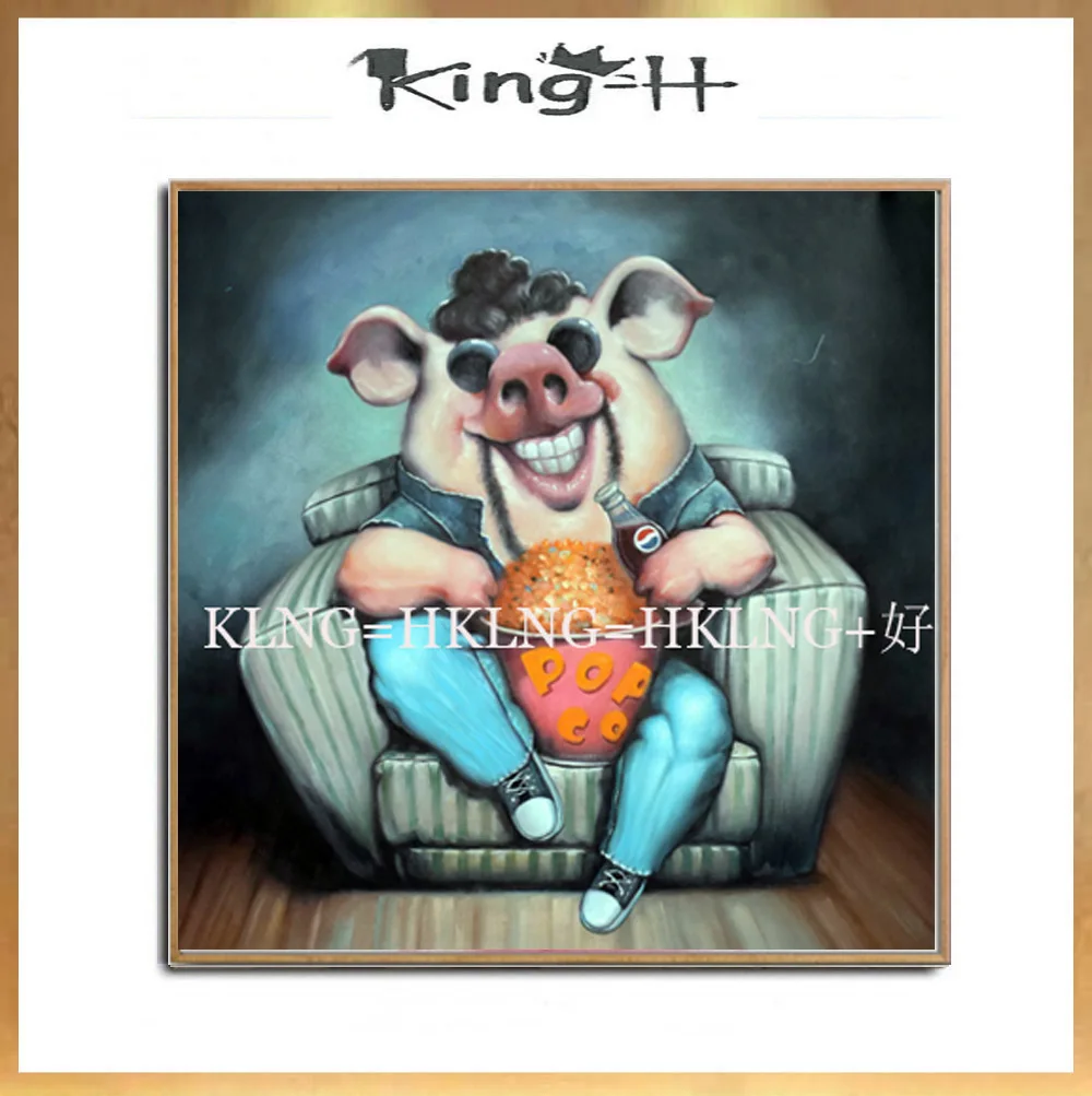 

Top Artist Pure Hand-painted High Quality Modern Art pig Oil Painting on Canvas Abstract Funny Animal pig home Decoration