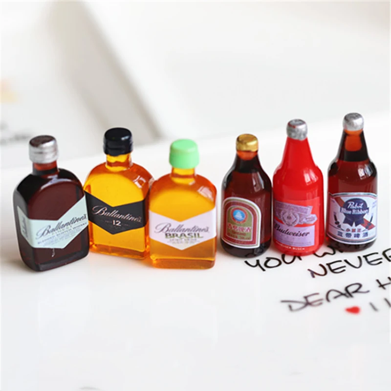 Mini cabujón de cerveza de Whisky Artificial de resina, adorno de patrón en miniatura, artesanía, álbum de recortes, accesorios para pendientes, 24 piezas por lote