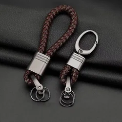 Leather Knitting Rope KeyChain High-Grade Hand Woven Leather Car KeyChains For Women Man Fashion Key Accessory Keyrings Gifts