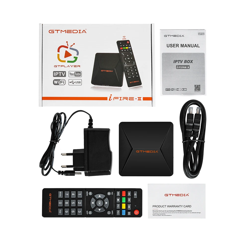 1PC GTmedia Smart TV Box 2021 IFIRE 2 Full HD 1080P, H.265 HEVC 10Bit/CPU 70MHz podwójny/BT pilot/Internet M3U dekoder
