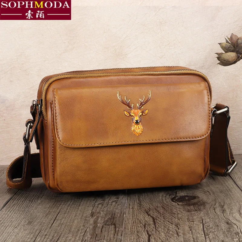 

★bag imported top leather men's small bag handmade leather bag men's Leather Men's Bag Messenger Bag men's shoulder bag