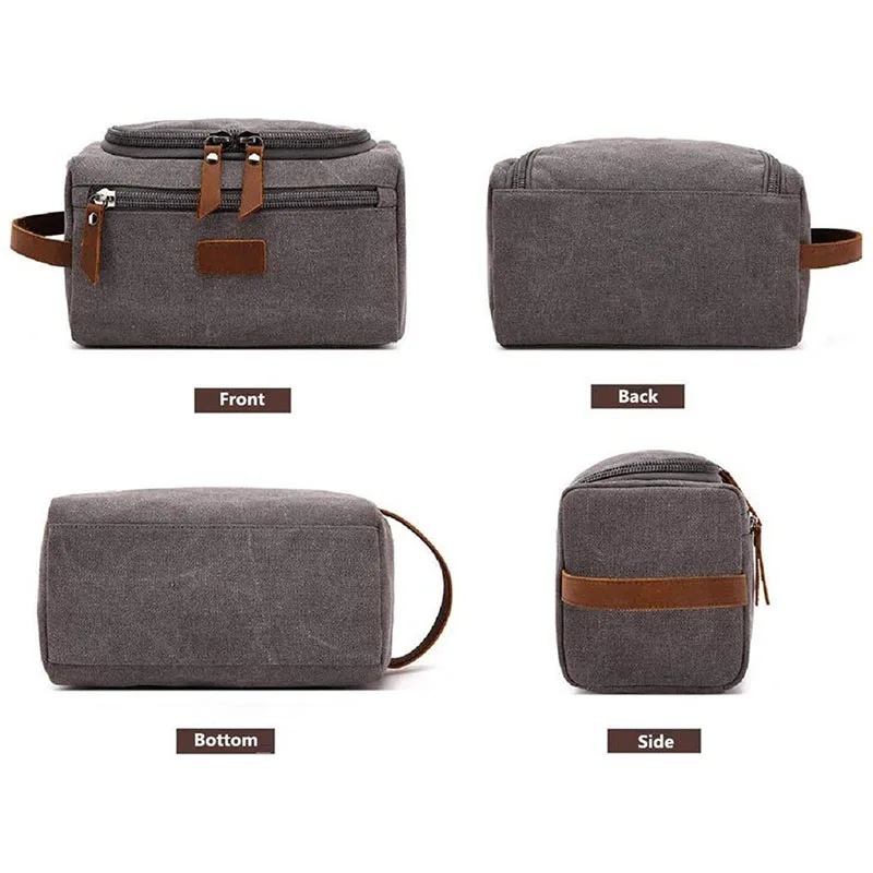 Canvas Toiletry Bag for Men Wash Shaving Dopp Kit Women Travel Make UP Cosmetic Pouch Bags Case Organizer