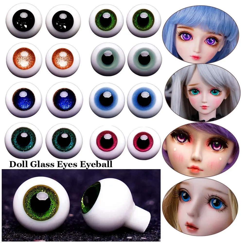 Ojos de cristal azul y negro para muñeca BJD, 8mm, 10mm, 12mm, 14mm, accesorios para manualidades, juguete de animales de seguridad