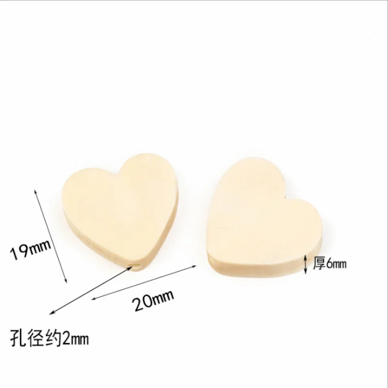 50Pcs Heart-Shaped Wooden Beads DIY Crafts Jewelry Tools Custom Hemu Loose Beads Home Decorations Baby Toys Accessories