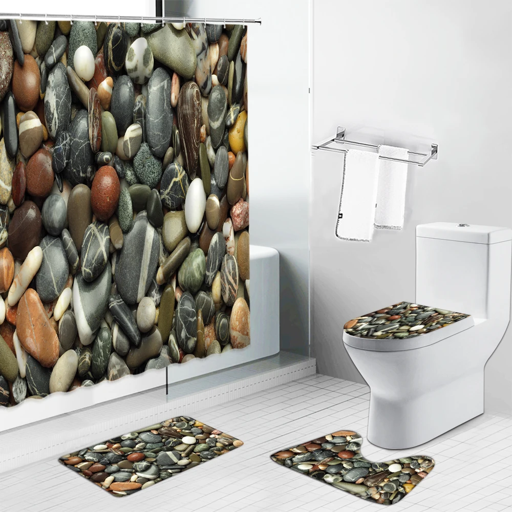 

Забавная 3D Фотоштора для душа, новинка, современный мраморный экран для ванной комнаты, Нескользящие коврики, крышка для унитаза и коврик для ванной