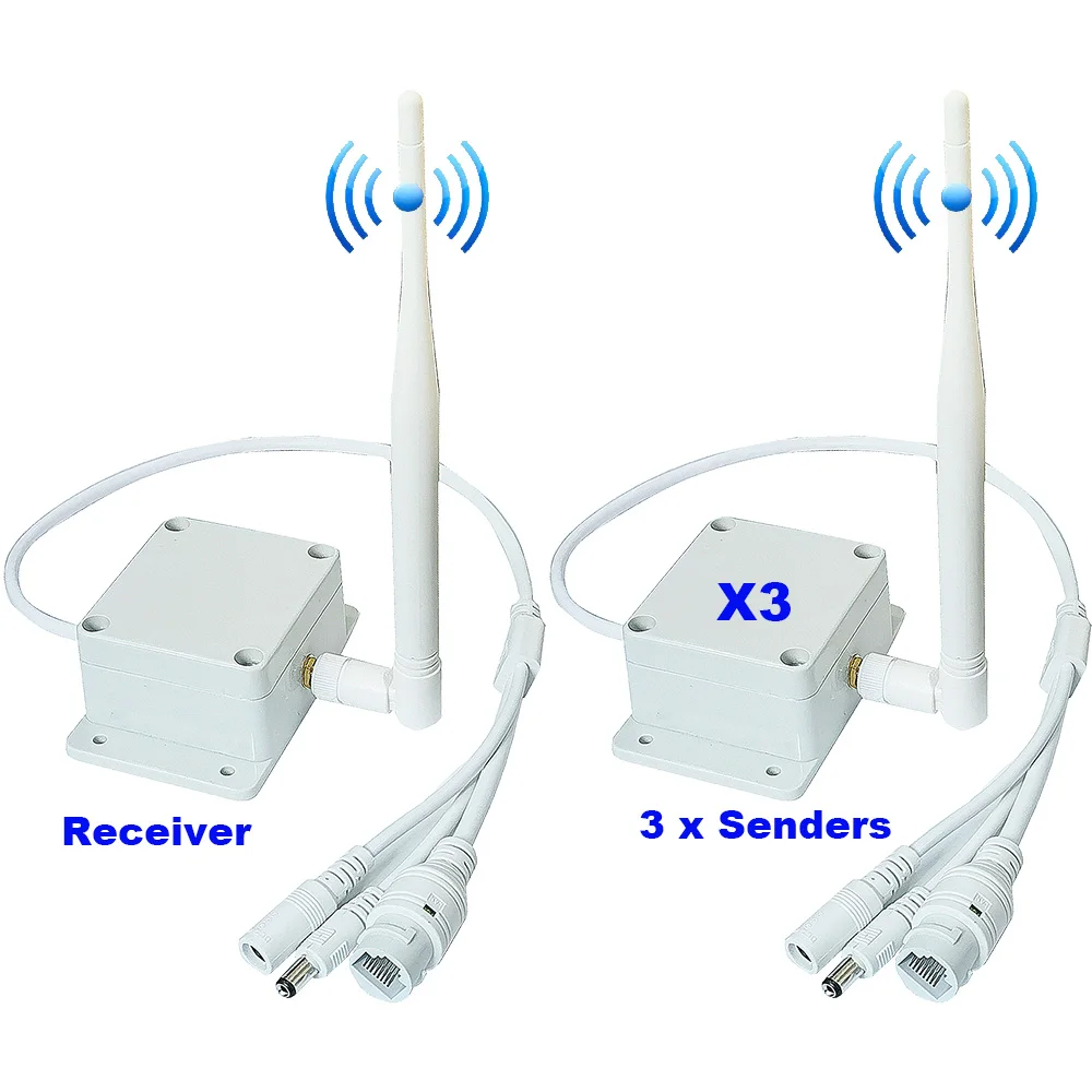 1 to 3 Long Distance 1KM Wireless WIFI sender AP Receiver Plug and play wire to wireless 1080P 5MP IP PTZ IP Camera Ethernet KIT