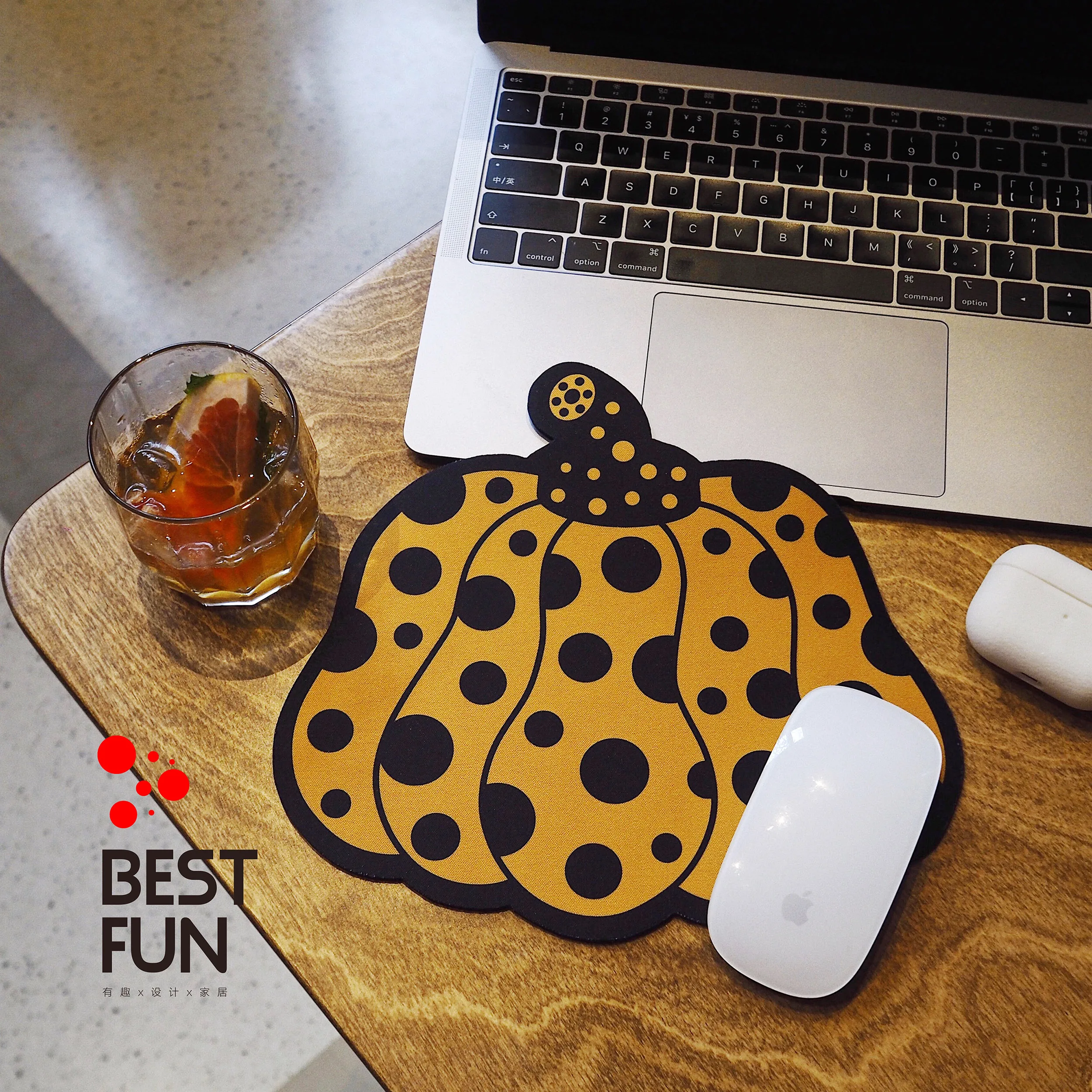 Yayoi Kusama Pumpkin Art Computer Mouse Padding Rubber Pad Desk for Waterproof Office Home Decoration Cup Mat Antislip