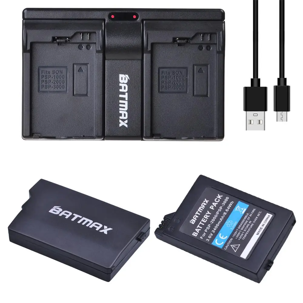 2 قطعة 3.6V 2400mAh PSP 2000 PSP-2000 بطارية + شاحن USB مزدوج لسوني PSP 2000/3000 PSP-S110 وحدة