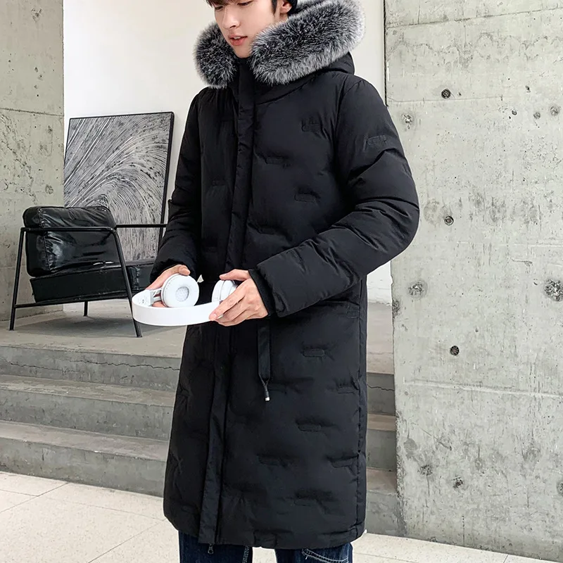 Novo casaco de inverno dos homens engrossar quente parkas longo outwear pele com capuz gola jaquetas e casacos masculino jaqueta de inverno