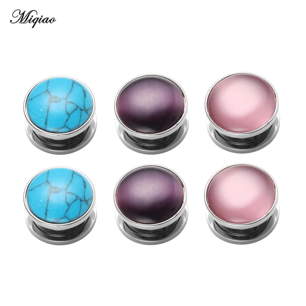 Miqiao 2 Pcs 316L Stainless Steel Screw Ear Plugs Tunnel Stretchers Expander 6-16mm Fashion Body Piercing Jewelry