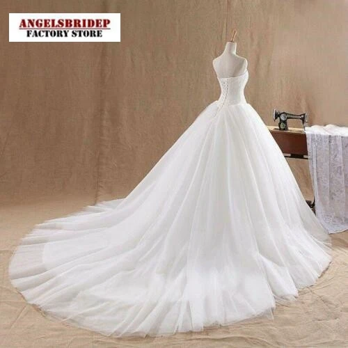 ANGELSBRIDEP Sweetheart Ball Gown Wedding Dresses 2021 Lace Bodice Vestido De Noiva Tulle Bride Dress Bridal Gowns Court Train