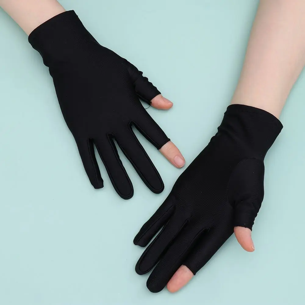 Men/Women Sun Protection Short Stretch Driving Gloves Two Finger Touch screen Summer Mittens Thin Spandex Gloves