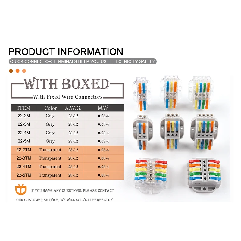 Boxed Quick Butt Wire Connector M3 Screw Fixing Connectors 2/3/4/5 Pin Conductor Push-in Universal Compact Cable Terminal Block