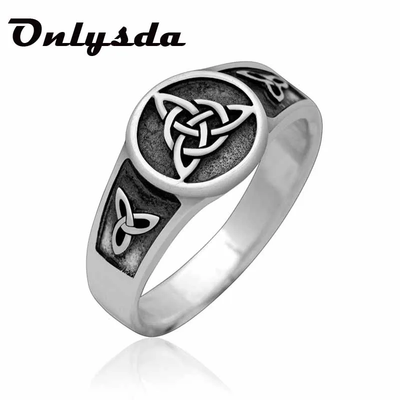 Viking Stainless Steel Celtics Knot Ring Men Nordic Trinity Wedding Rings Womens Band Promise Jewelry