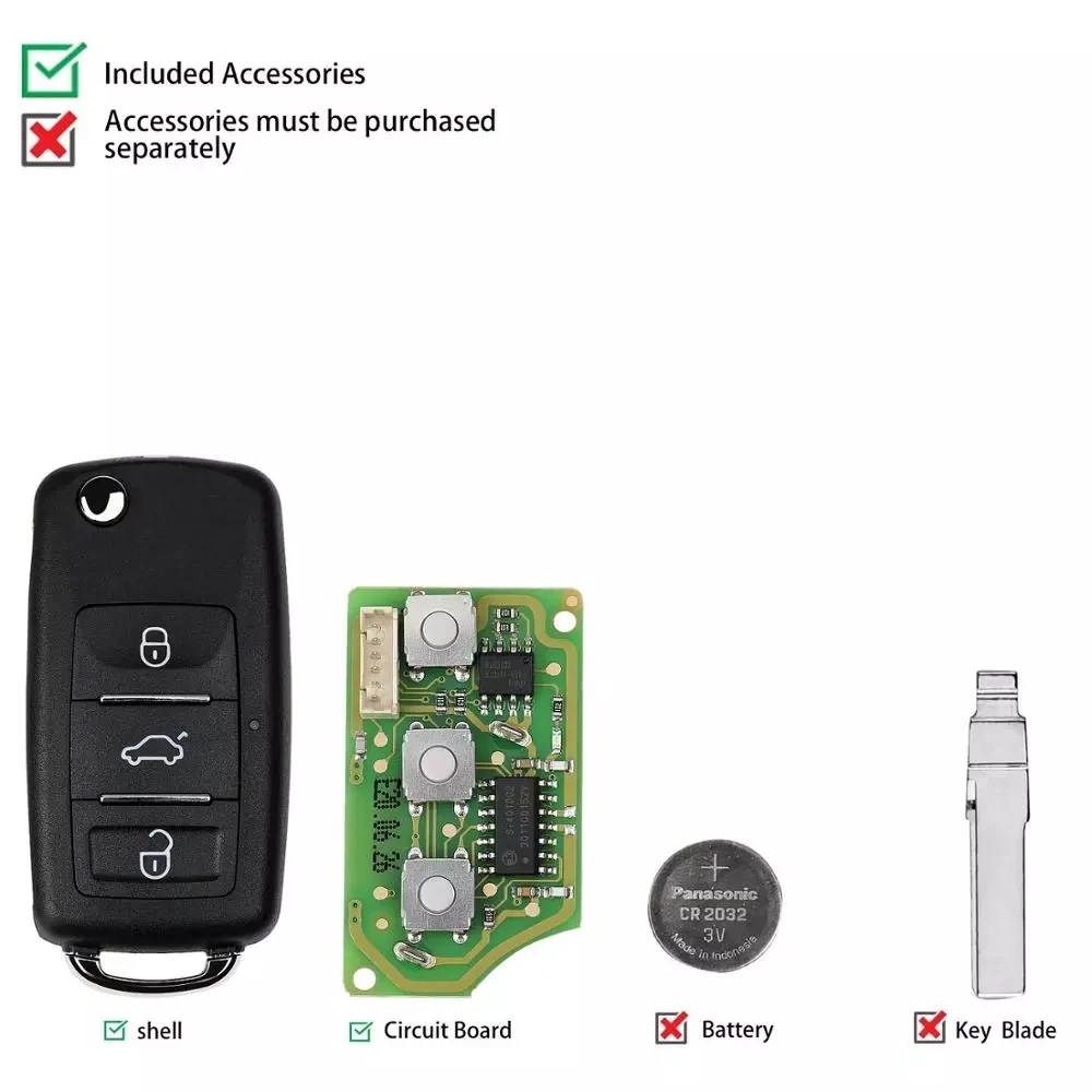 

XKB510EN Xhorse VVDi Wired Universal Remote Key 3 Buttons For VVDI2 Mini Key Tool And VVDI Key Tool