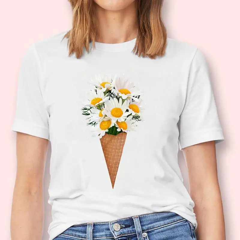 Camiseta de manga corta con estampado de fruta de limón para mujer, ropa con estampado de dibujos animados, bonita, nueva moda