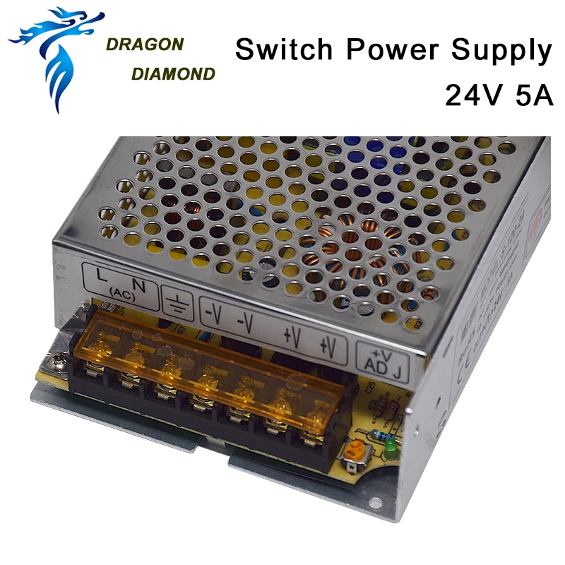 Fuente de alimentación con interruptor láser Co2, 24V CC, 5A, para controlador de Rudia Trocen, grabador y máquina de corte