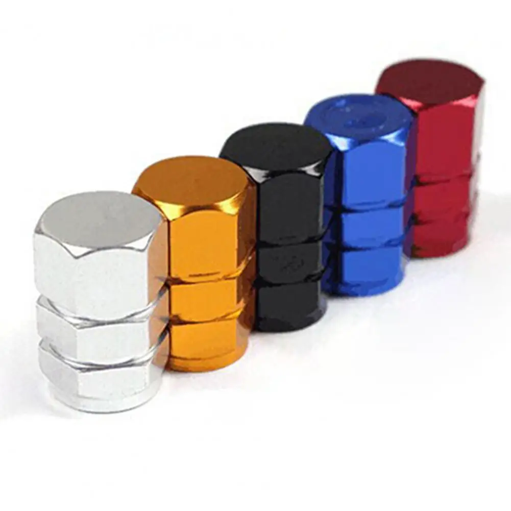 4 Pcs Tire Caps Dustproof Anti-corrosion Aluminum Hexagonal Valve Caps for Car Tire Caps