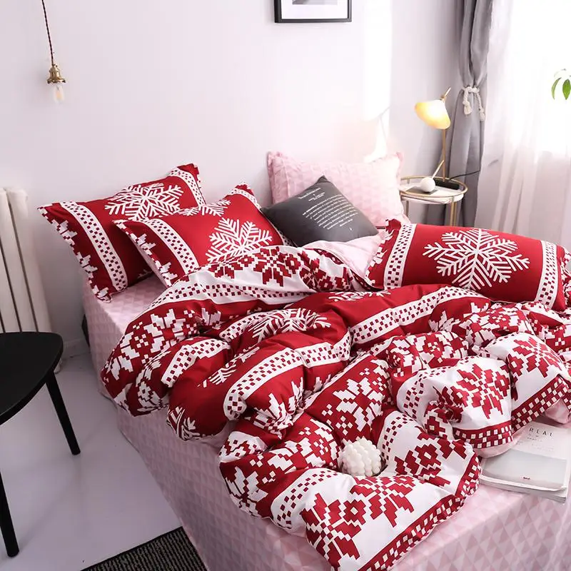 36 New Christmas Snowflakes Home bedding set 3/ 4pcs duvet cover set AB side bed linen flat sheet bedclothes adult Geometric