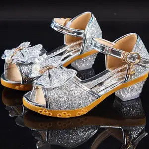 Girls Sandals Summer 2021 New Children Princess Shoes High Heels Bow Crystal Sandals Wedding Party Dress 12 Main Sales Crown Direct Mount - №10