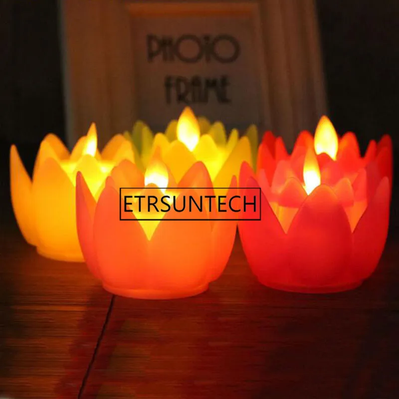 

60pcs Lotus Flower Shape Flameless LED Flickering Tea Light Candles Wedding Christmas Party Decoration Gift