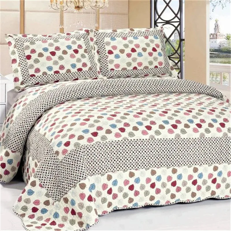 Plaid Quilted Bedspread Set, 100% Cotton, Summer Quilt, Quilted Linen Blanket, Tatami Sheet, Padded Bed Cover, Coverlet, 3Pcs