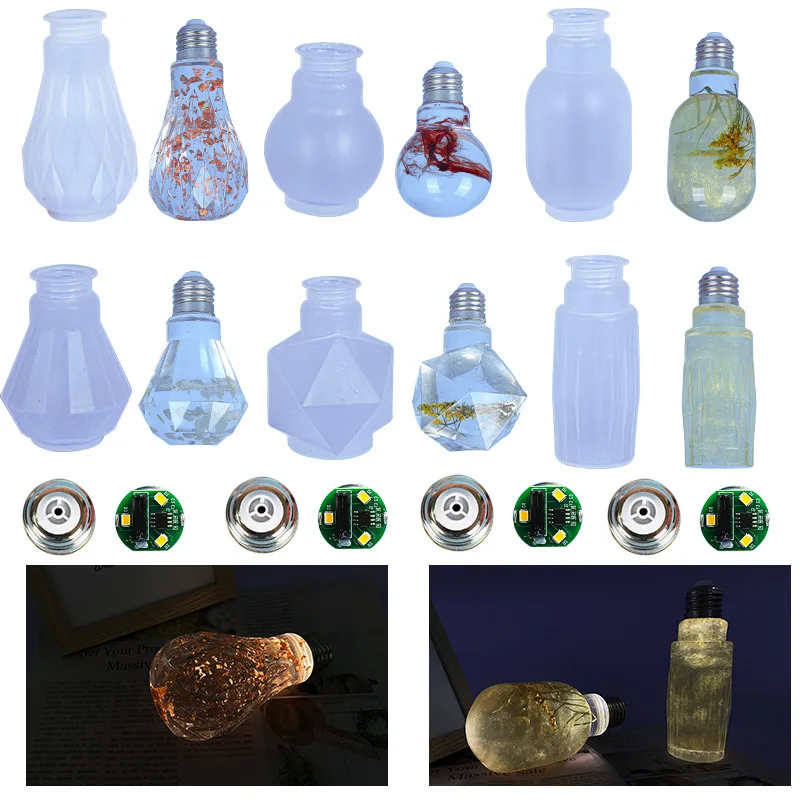 DIY Crystal Epoxy Resin Mold Light Bulb Epoxy Mold Mirror Light Bulb Decoration Silicone Mold For Resin