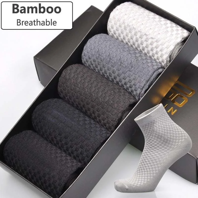 Fashion Comfortable Men Bamboo Fiber Socks Casual Business Anti-Bacterial Deodorant Breatheable Man Long Socks Short Socks #