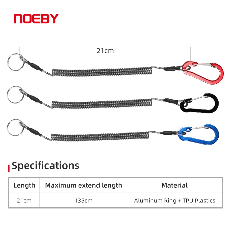 NOEBY Fish Tools Retention Rope, Plier, Lip Grips, Tackle Control, Hang Buckle Rope, Strong Pull, Fishing Accessory, 21cm, 4Pcs