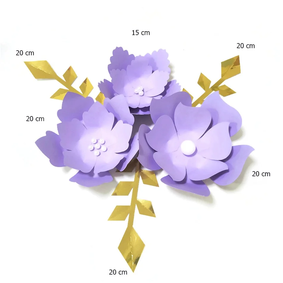 Handmade Lilac Rose DIY Paper Flowers Pink Leaves Set For Party Wedding Backdrops Decorations Nursery Wall Deco Video Tutorials