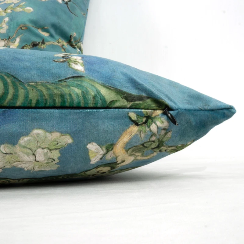 Van Gogh Almond Blossom Velvet Cushion Cover, Sofa Pillow Cover, Car Chair Cushion Case, Double-sided Printing without Stuffing