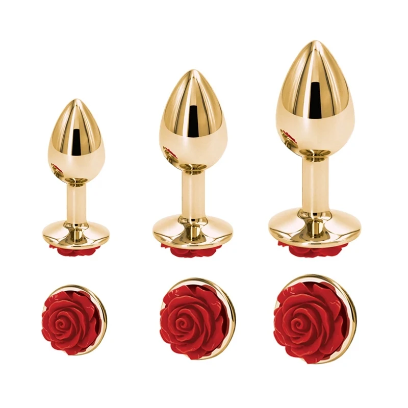 Arcoíris Rosa oro rosa pequeño tamaño mediano conjunto, forma de corazón, cristal, cuentas Anales de Metal, tapón anal, joyería, juguete sexual para