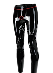 Latex Soft Trousers Rubber Pants Front Open Men Sexy Leggings Natural Latex Handmade Fetish Leggings Wet Look Club Wear