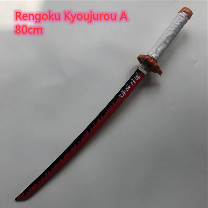 1:1 Anime Kimetsu Không Yaiba Thanh Kiếm Vũ Khí Demon Slayer Rengoku Kyoujurou Cosplay Thanh Kiếm Ninja Dao Gỗ Đồ Chơi 80Cm