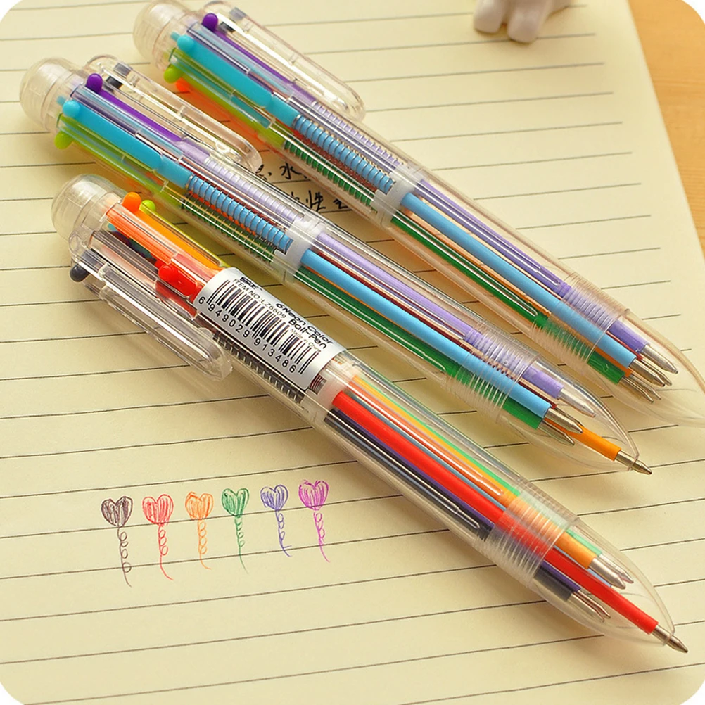 1 Pcs 6 Colors Creative Stationery Multi-Color Ballpoint Pen Ballpoint Pen Study Pen