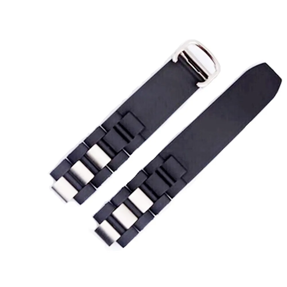 Quality Silicone Watchband 10mm Black Waterproof Strap For car 21 Chronoscaph & Autoscaph Watch bands strap DIY Replace