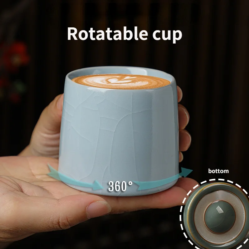 

MUCHENGJU Ceramic rotating cup espresso coffee cup big capacity ceramic tea cup porcelain teacups chinese kung fu cup 135ML