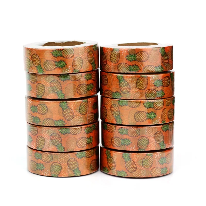 Cintas Washi japonesas decorativas para manualidades, cinta adhesiva para diario, piña, fruta fresca, 10 piezas./lote