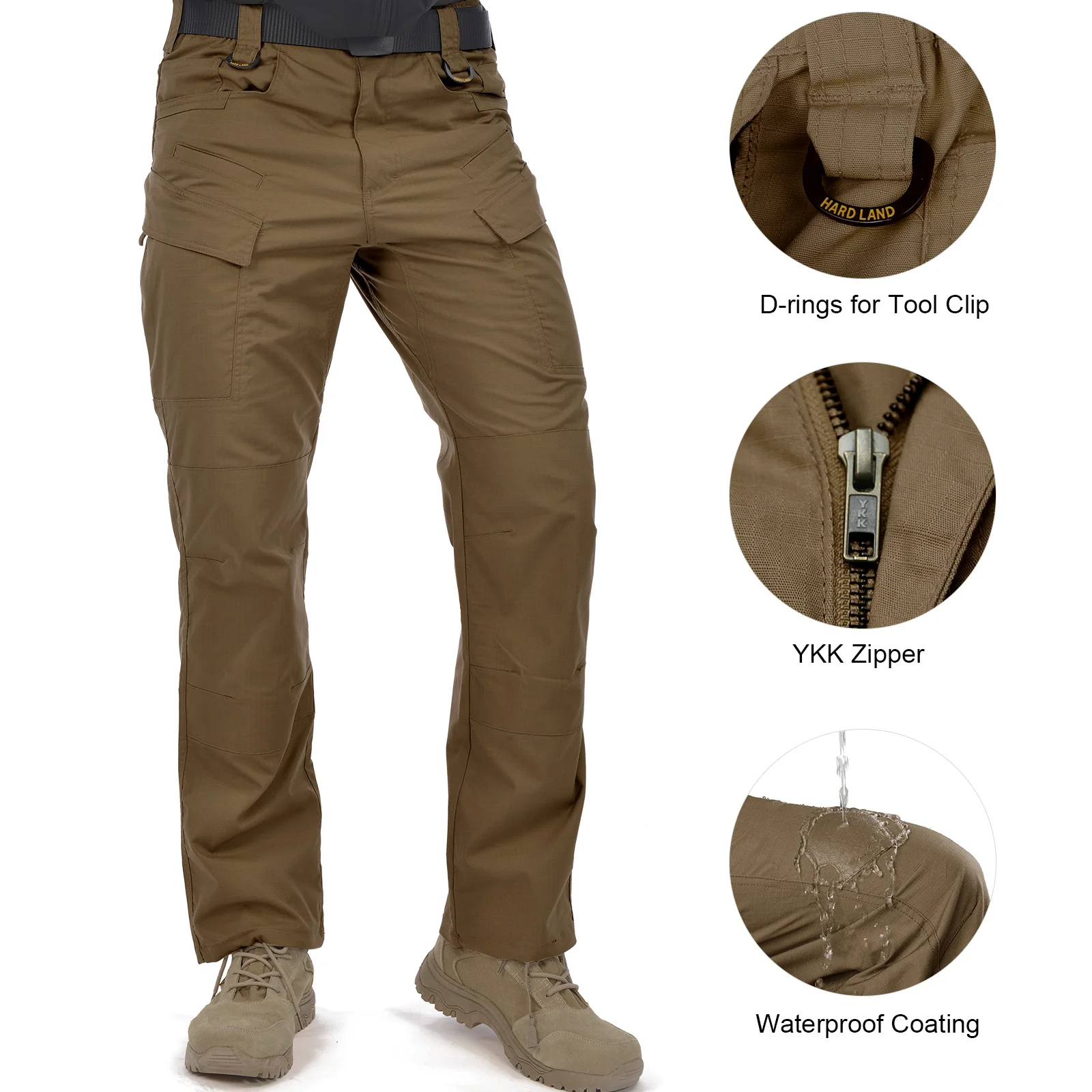 Men's Tactical Pants Military HARD LAND Lightweight Rip-Stop Operator Cargo Pants with Pockets Outdoor Sports Camping Fishing